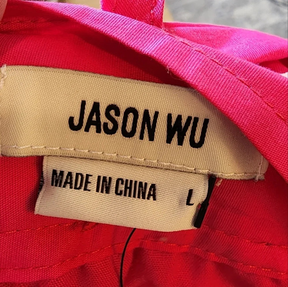 NWT Jason Wu pink cotton teired ruffle belted maxi skirt. Front slit. Large - Picture 5 of 16